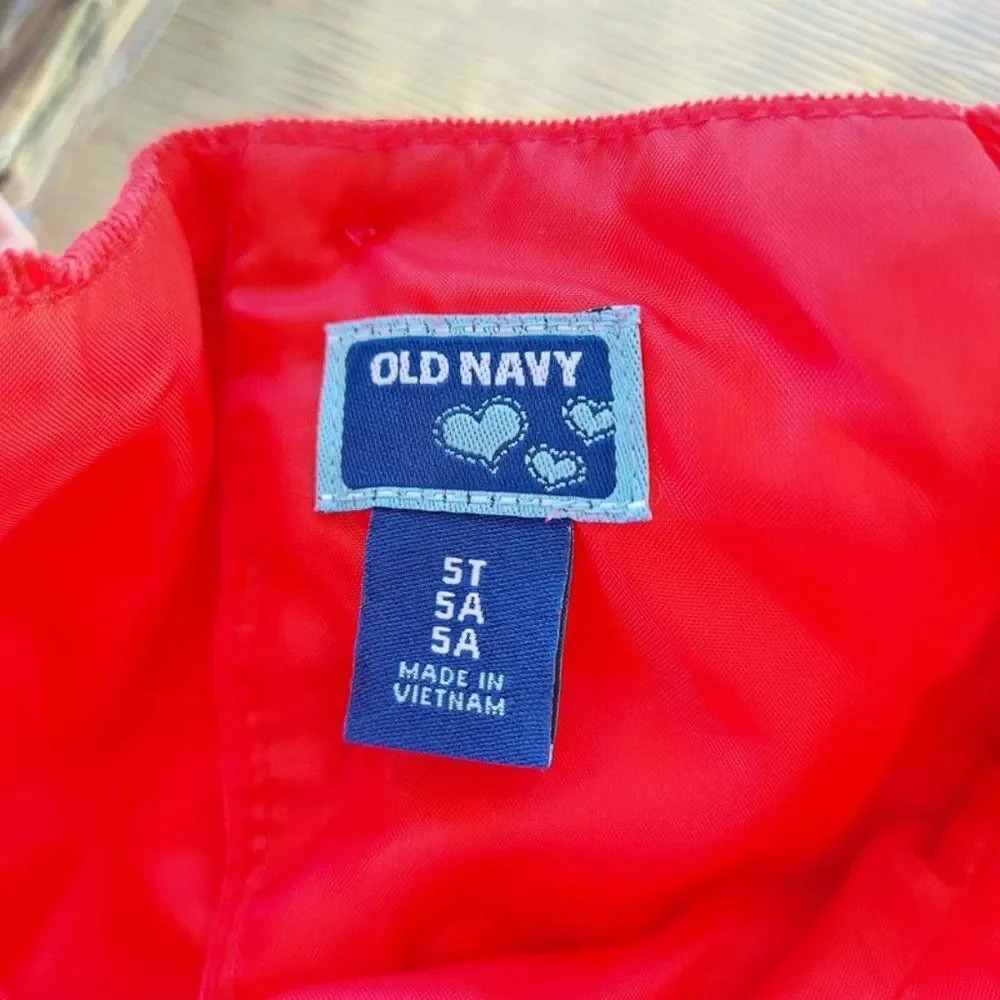 Old Navy Corduroy Dress Girls Size 5T Red Square Neck Pleated Casual